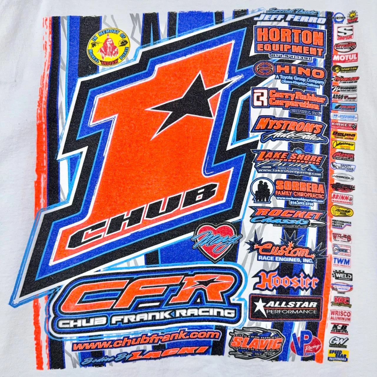 Chub Frank CFR Racing Grafisch T-shirt Wit 3XL Nascar Core – photo 4